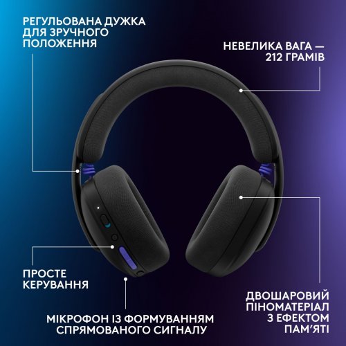 Навушники Logitech G325 Lightspeed Wireless (981-001524) Black купити в Україні: Київ, Львів, Хмельницький, Тернопіль, Івано-Франківськ | Низька ціна, відгуки, характеристики від TELEMART фото
