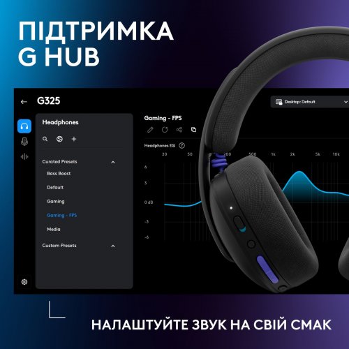 Навушники Logitech G325 Lightspeed Wireless (981-001524) Black купити в Україні: Київ, Львів, Хмельницький, Тернопіль, Івано-Франківськ | Низька ціна, відгуки, характеристики від TELEMART фото