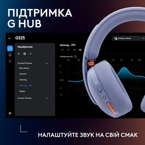 Навушники Logitech G325 Lightspeed Wireless (981-001538) Lilac купити в Україні: Київ, Львів, Хмельницький, Тернопіль, Івано-Франківськ | Низька ціна, відгуки, характеристики від TELEMART фото