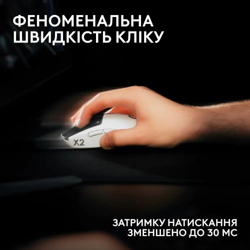 Миша Logitech G Pro X2 Superstrike Lightspeed Wireless (910-007776) White/Black купити в Україні: Київ, Львів, Хмельницький, Тернопіль, Івано-Франківськ | Низька ціна, відгуки, характеристики від TELEMART фото