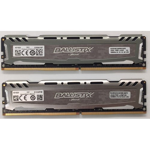 Озу Crucial DDR4 16GB (2x8GB) 3200Mhz Ballistix Sport LT Gray (BLS2K8G4D32AESBK) (Восстановлено продавцом, 850872) купить в Украине: Киев, Днепр, Харьков, Одесса  | Проверка совместимости, низкая цена, отзывы, характеристики от TELEMART фото