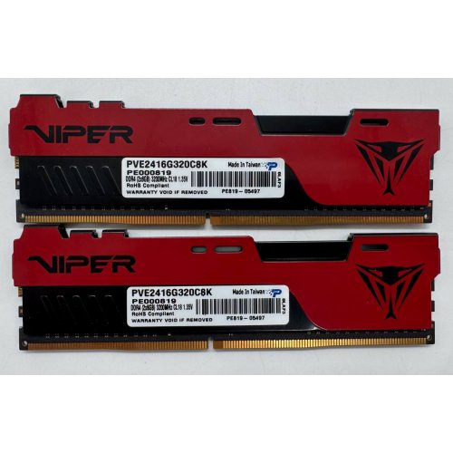 Озп Patriot DDR4 16GB (2x8GB) 3200Mhz Viper Elite II (PVE2416G320C8K) (Відновлено продавцем, 850874) купити в Україні: Київ, Львів, Хмельницький, Тернопіль, Івано-Франківськ | Перевірка сумісності, низька ціна, відгуки, характеристики від TELEMART фото