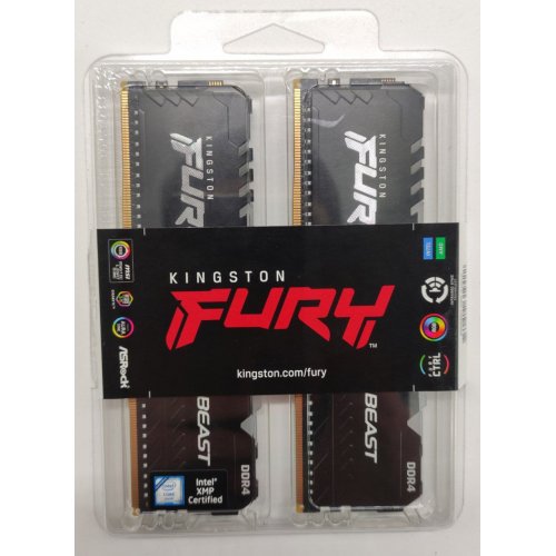 Озп Kingston DDR4 16GB (2x8GB) 3200Mhz FURY Beast RGB Black (KF432C16BBAK2/16) (Відновлено продавцем, 850914) купити в Україні: Київ, Львів, Хмельницький, Тернопіль, Івано-Франківськ | Перевірка сумісності, низька ціна, відгуки, характеристики від TELEMART фото