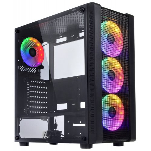 Корпус QUBE Storm Color LED Tempered Glass без БП (STORM_F5NU3) Black (Восстановлено продавцом, 850915) купить в Украине: Киев, Днепр, Харьков, Одесса  | Проверка совместимости, низкая цена, отзывы, характеристики от TELEMART фото