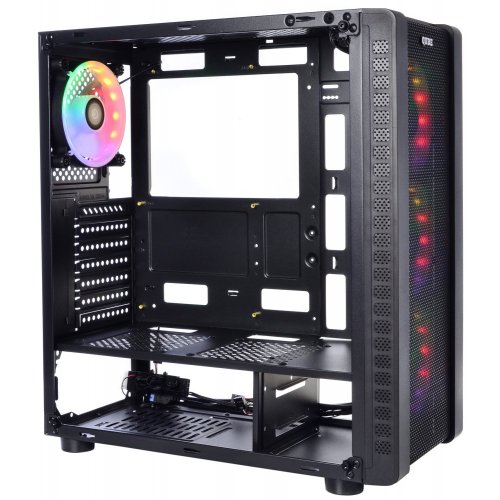 Корпус QUBE Storm Color LED Tempered Glass без БП (STORM_F5NU3) Black (Восстановлено продавцом, 850915) купить в Украине: Киев, Днепр, Харьков, Одесса  | Проверка совместимости, низкая цена, отзывы, характеристики от TELEMART фото