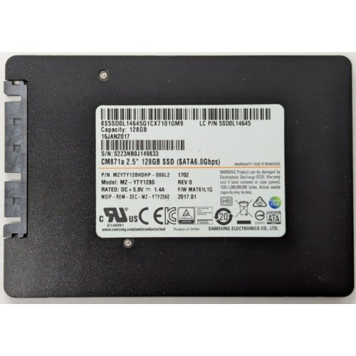 Ssd-диск Samsung 128GB 2.5″ (MZYTY128HDHP-000L2) (Відновлено продавцем, 850953) купити в Україні: Київ, Львів, Хмельницький, Тернопіль, Івано-Франківськ | Перевірка сумісності, низька ціна, відгуки, характеристики від TELEMART фото