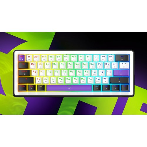 Клавіатура HATOR HK60 Hellyberry Mechanical Linear Wireless Black/White купити в Україні: Київ, Львів, Хмельницький, Тернопіль, Івано-Франківськ | Низька ціна, відгуки, характеристики від TELEMART фото