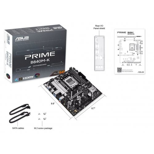 Материнская плата Asus PRIME B840M-K (sAM5, AMD B840) купить в Украине: Киев, Днепр, Харьков, Одесса  | Проверка совместимости, низкая цена, отзывы, характеристики от TELEMART фото