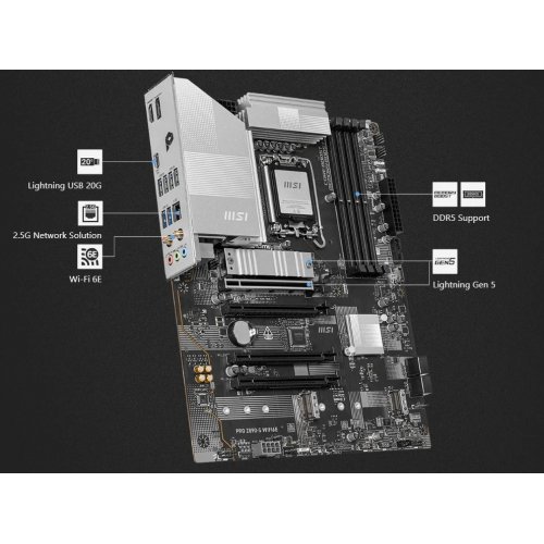 Материнська плата MSI PRO Z890-S WIFI6E (s1851, Intel Z890) купити в Україні: Київ, Львів, Хмельницький, Тернопіль, Івано-Франківськ | Перевірка сумісності, низька ціна, відгуки, характеристики від TELEMART фото