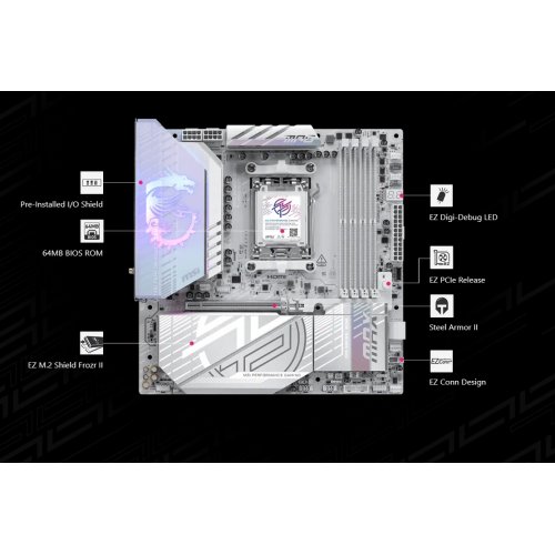 Материнская плата MSI MPG B850M EDGE TI MAX WIFI (sAM5, AMD B850) купить в Украине: Киев, Днепр, Харьков, Одесса  | Проверка совместимости, низкая цена, отзывы, характеристики от TELEMART фото