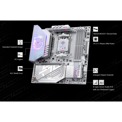 Материнская плата MSI MPG B850M EDGE TI MAX WIFI (sAM5, AMD B850) купить в Украине: Киев, Днепр, Харьков, Одесса  | Проверка совместимости, низкая цена, отзывы, характеристики от TELEMART фото