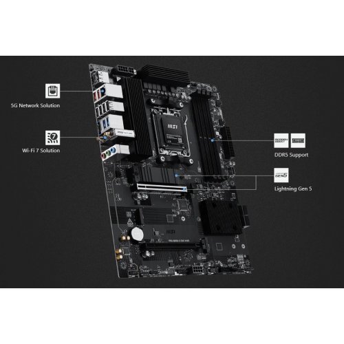 Материнская плата MSI PRO B850-S EVO WIFI (sAM5, AMD B850) купить в Украине: Киев, Днепр, Харьков, Одесса  | Проверка совместимости, низкая цена, отзывы, характеристики от TELEMART фото