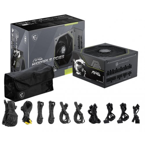 Блок питания MSI MAG 1000W PCIE5 (A1000PLS) купить в Украине: Киев, Днепр, Харьков, Одесса  | Проверка совместимости, низкая цена, отзывы, характеристики от TELEMART фото