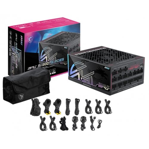 Блок живлення MSI MPG 1300W PCIE5 (Ai1300TS) купити в Україні: Київ, Львів, Хмельницький, Тернопіль, Івано-Франківськ | Перевірка сумісності, низька ціна, відгуки, характеристики від TELEMART фото