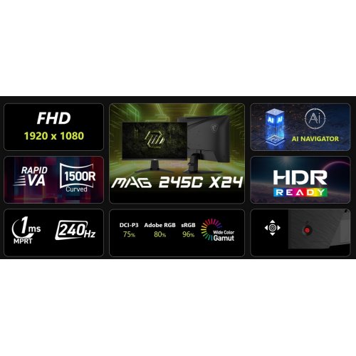 Монітор MSI 23.6" MAG 245C X24 Black купити в Україні: Київ, Львів, Хмельницький, Тернопіль, Івано-Франківськ | Низька ціна, відгуки, характеристики від TELEMART фото