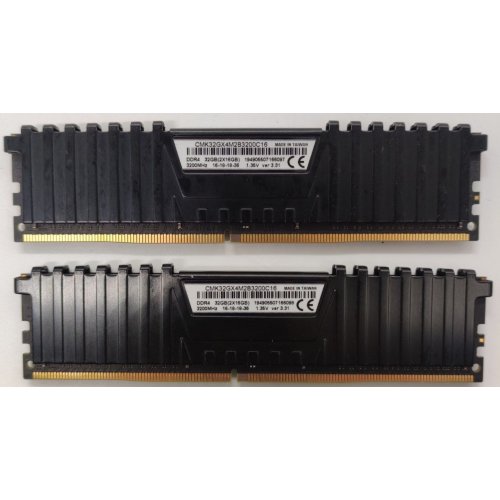 Озу Corsair DDR4 32GB (2x16GB) 3200Mhz Vengeance LPX (CMK32GX4M2B3200C16) Black (Восстановлено продавцом, 851157) купить в Украине: Киев, Днепр, Харьков, Одесса  | Проверка совместимости, низкая цена, отзывы, характеристики от TELEMART фото