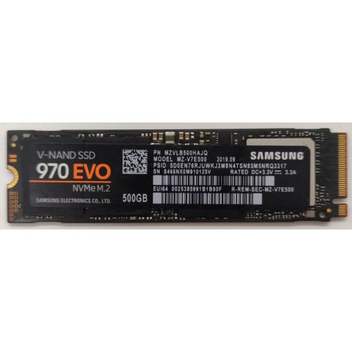 Ssd-диск Samsung 970 EVO V-NAND MLC 500GB M.2 (2280 PCI-E) (MZ-V7E500BW) (Відновлено продавцем, 851171) купити в Україні: Київ, Львів, Хмельницький, Тернопіль, Івано-Франківськ | Перевірка сумісності, низька ціна, відгуки, характеристики від TELEMART фото