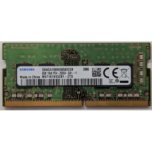 Озп Samsung SODIMM DDR4 8GB 2666Mhz (M471A1K43CB1-CTD) (Відновлено продавцем, 851200) купити в Україні: Київ, Львів, Хмельницький, Тернопіль, Івано-Франківськ | Перевірка сумісності, низька ціна, відгуки, характеристики від TELEMART фото