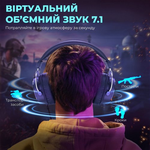 Навушники Fifine H16 RGB Black купити в Україні: Київ, Львів, Хмельницький, Тернопіль, Івано-Франківськ | Низька ціна, відгуки, характеристики від TELEMART фото