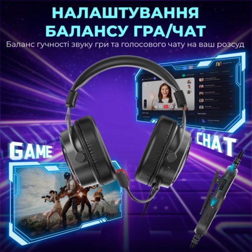 Навушники Fifine H16 RGB Black купити в Україні: Київ, Львів, Хмельницький, Тернопіль, Івано-Франківськ | Низька ціна, відгуки, характеристики від TELEMART фото