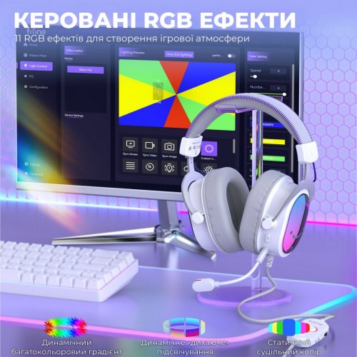 Наушники Fifine H16 RGB White купить в Украине: Киев, Днепр, Харьков, Одесса  | Низкая цена, отзывы, характеристики от TELEMART фото