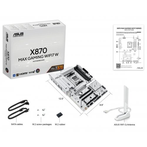 Уцінка материнська плата Asus X870 MAX GAMING WIFI7 W (sAM5, AMD X870) (Розкрита упаковка, 851437) купити в Україні: Київ, Львів, Хмельницький, Тернопіль, Івано-Франківськ | Перевірка сумісності, низька ціна, відгуки, характеристики від TELEMART фото
