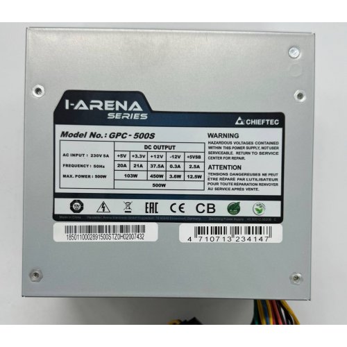 Блок живлення CHIEFTEC i-ARENA 500W (GPC-500S) OEM (Відновлено продавцем, 851498) купити в Україні: Київ, Львів, Хмельницький, Тернопіль, Івано-Франківськ | Перевірка сумісності, низька ціна, відгуки, характеристики від TELEMART фото