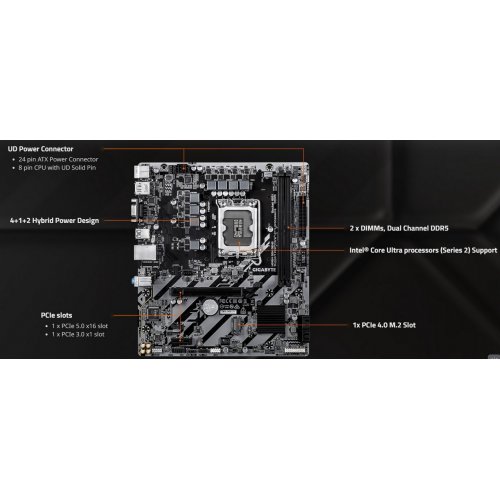 Материнская плата Gigabyte H810M S2H GEN5 (s1851, Intel H810) купить в Украине: Киев, Днепр, Харьков, Одесса  | Проверка совместимости, низкая цена, отзывы, характеристики от TELEMART фото