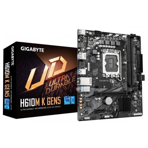 Материнська плата Gigabyte H610M K GEN5 (s1700, Intel H610) купити в Україні: Київ, Львів, Хмельницький, Тернопіль, Івано-Франківськ | Перевірка сумісності, низька ціна, відгуки, характеристики від TELEMART фото