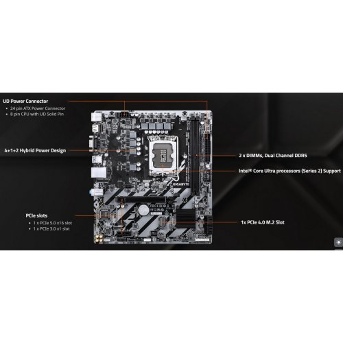 Материнская плата Gigabyte H810M H GEN5 (s1851, Intel H810) купить в Украине: Киев, Днепр, Харьков, Одесса  | Проверка совместимости, низкая цена, отзывы, характеристики от TELEMART фото