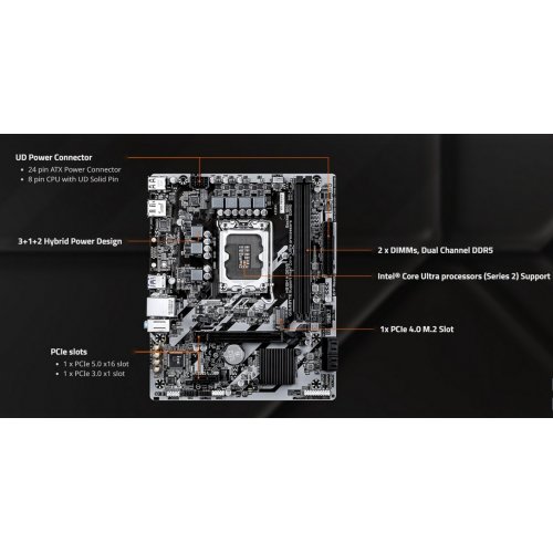 Материнская плата Gigabyte H810M K GEN5 (s1851, Intel H810) купить в Украине: Киев, Днепр, Харьков, Одесса  | Проверка совместимости, низкая цена, отзывы, характеристики от TELEMART фото