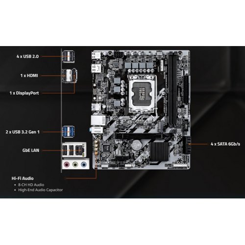 Материнская плата Gigabyte H810M K GEN5 (s1851, Intel H810) купить в Украине: Киев, Днепр, Харьков, Одесса  | Проверка совместимости, низкая цена, отзывы, характеристики от TELEMART фото