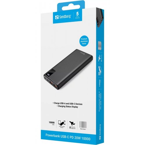 Powerbank Sandberg 10000mAh 20W (420-58) купить в Украине: Киев, Днепр, Харьков, Одесса  | Низкая цена, отзывы, характеристики от TELEMART фото