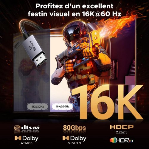 Уцінка кабель Ugreen DP118 DisplayPort to DisplayPort 2.1 16K 1m (55567) Black (Розкрита упаковка, 851684) купити в Україні: Київ, Львів, Хмельницький, Тернопіль, Івано-Франківськ | Низька ціна, відгуки, характеристики від TELEMART фото