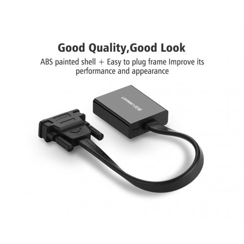 Уцінка адаптер Ugreen MM108 DVI-D to VGA M/F 0.3m (40259) Black (Розкрита упаковка, 851691) купити в Україні: Київ, Львів, Хмельницький, Тернопіль, Івано-Франківськ | Низька ціна, відгуки, характеристики від TELEMART фото
