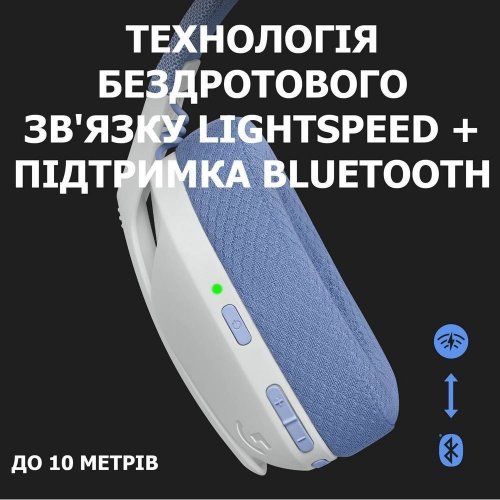 Уценка наушники Logitech G435 Lightspeed (981-001074) White/Lilac (Вскрытая упаковка, 851704) купить в Украине: Киев, Днепр, Харьков, Одесса  | Низкая цена, отзывы, характеристики от TELEMART фото