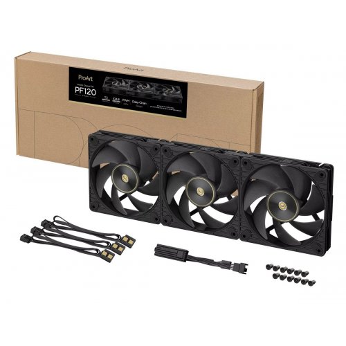 Набор кулеров для корпуса Asus ProArt PF120 Triple Pack (90DA00M0-B09020) Black купить в Украине: Киев, Днепр, Харьков, Одесса  | Проверка совместимости, низкая цена, отзывы, характеристики от TELEMART фото