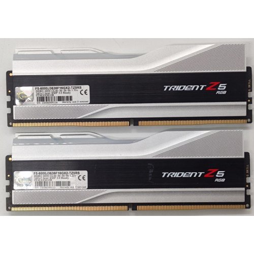 Озу G.Skill DDR5 32GB (2x16GB) 6000 Mhz Trident Z5 RGB Silver (F5-6000J3636F16GX2-TZ5RS) (Восстановлено продавцом, 851803) купить в Украине: Киев, Днепр, Харьков, Одесса  | Проверка совместимости, низкая цена, отзывы, характеристики от TELEMART фото