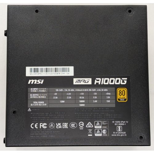 Блок питания MSI MPG 1000W PCIE5 (A1000G) (Восстановлено продавцом, 851986) купить в Украине: Киев, Днепр, Харьков, Одесса  | Проверка совместимости, низкая цена, отзывы, характеристики от TELEMART фото