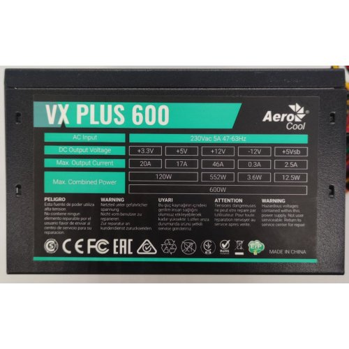 Блок питания Aerocool VX PLUS Stealth 600W (ACPN-VS60NEY.12) (Восстановлено продавцом, 851993) купить в Украине: Киев, Днепр, Харьков, Одесса  | Проверка совместимости, низкая цена, отзывы, характеристики от TELEMART фото