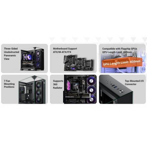 Корпус PCCooler C3 M500 Tempered Glass без БП Black купить в Украине: Киев, Днепр, Харьков, Одесса  | Проверка совместимости, низкая цена, отзывы, характеристики от TELEMART фото