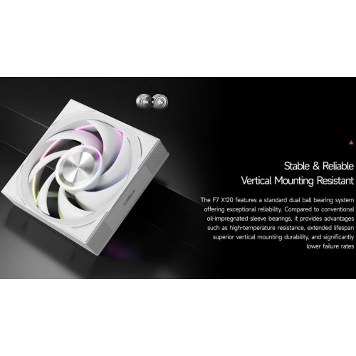 Кулер для корпуса PCCooler F7 X120R ARGB White купити в Україні: Київ, Львів, Хмельницький, Тернопіль, Івано-Франківськ | Перевірка сумісності, низька ціна, відгуки, характеристики від TELEMART фото