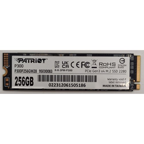 Ssd-диск Patriot P300 256GB M.2 (2280 PCI-E) NVMe x4 (P300P256GM28US) (Відновлено продавцем, 852417) купити в Україні: Київ, Львів, Хмельницький, Тернопіль, Івано-Франківськ | Перевірка сумісності, низька ціна, відгуки, характеристики від TELEMART фото