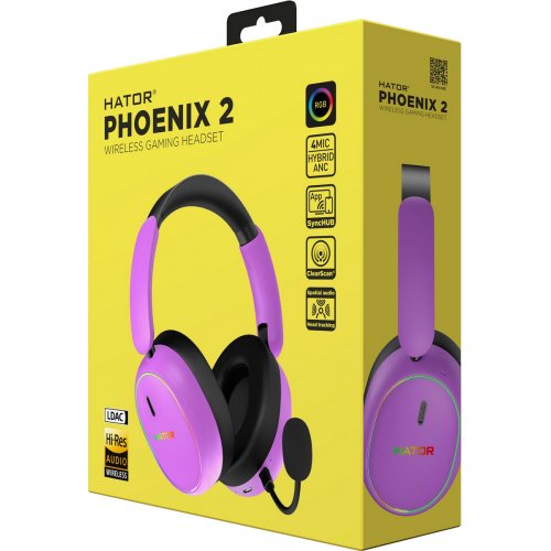 Навушники HATOR Phoenix 2 Wireless (ESH42) Cyber Violet купити в Україні: Київ, Львів, Хмельницький, Тернопіль, Івано-Франківськ | Низька ціна, відгуки, характеристики від TELEMART фото