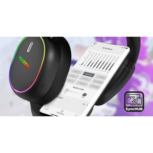 Навушники HATOR Phoenix 2 Wireless (ESH42) Cyber Violet купити в Україні: Київ, Львів, Хмельницький, Тернопіль, Івано-Франківськ | Низька ціна, відгуки, характеристики від TELEMART фото
