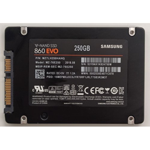 Ssd-диск Samsung 860 EVO V-NAND MLC 250GB 2.5" (MZ-76E250BW) (Восстановлено продавцом, 852438) купить в Украине: Киев, Днепр, Харьков, Одесса  | Проверка совместимости, низкая цена, отзывы, характеристики от TELEMART фото