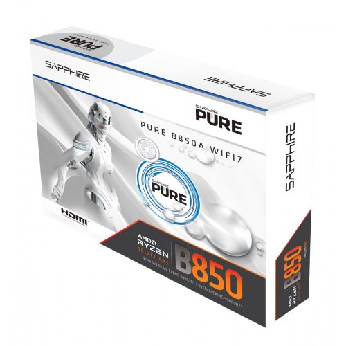 Материнська плата Sapphire PURE B850A WIFI 7 (sAM5, AMD B850) купити в Україні: Київ, Львів, Хмельницький, Тернопіль, Івано-Франківськ | Перевірка сумісності, низька ціна, відгуки, характеристики від TELEMART фото