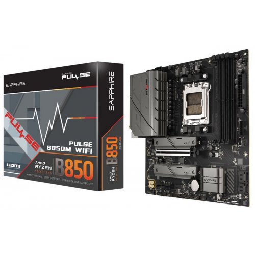 Материнська плата Sapphire PULSE B850M WIFI (sAM5, AMD B850) купити в Україні: Київ, Львів, Хмельницький, Тернопіль, Івано-Франківськ | Перевірка сумісності, низька ціна, відгуки, характеристики від TELEMART фото