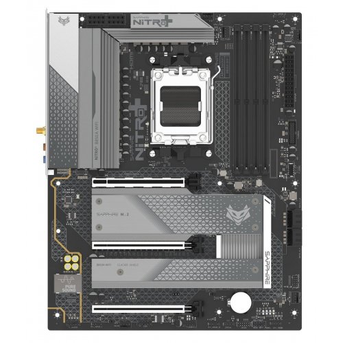 Материнська плата Sapphire NITRO+ B850A WIFI 7 (sAM5, AMD B850) купити в Україні: Київ, Львів, Хмельницький, Тернопіль, Івано-Франківськ | Перевірка сумісності, низька ціна, відгуки, характеристики від TELEMART фото