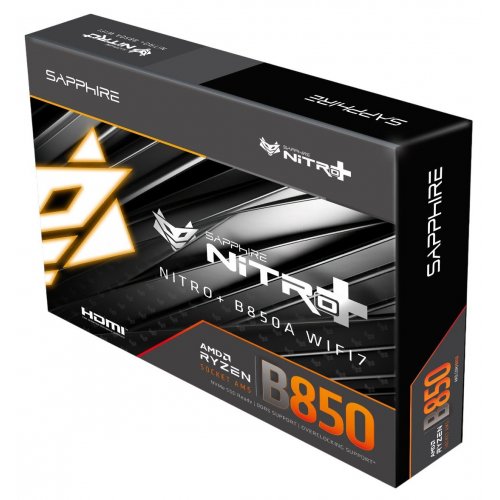 Материнська плата Sapphire NITRO+ B850A WIFI 7 (sAM5, AMD B850) купити в Україні: Київ, Львів, Хмельницький, Тернопіль, Івано-Франківськ | Перевірка сумісності, низька ціна, відгуки, характеристики від TELEMART фото